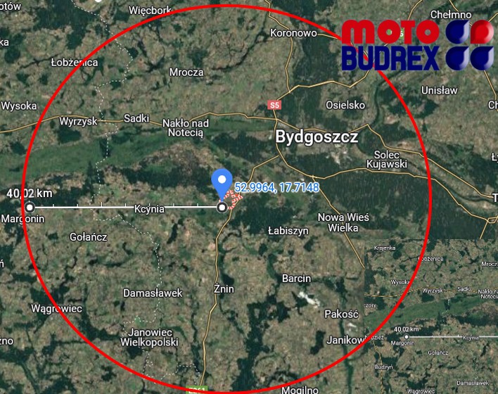 mapa-40-km-Szubin-darmowa-dostawa-opon-motobudrex
